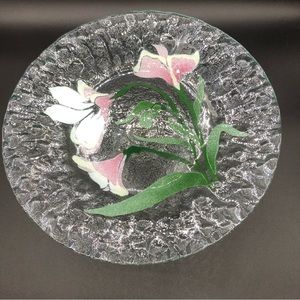 Sydenstricker Fused glass 9” Cake Pedestal Starflower Design